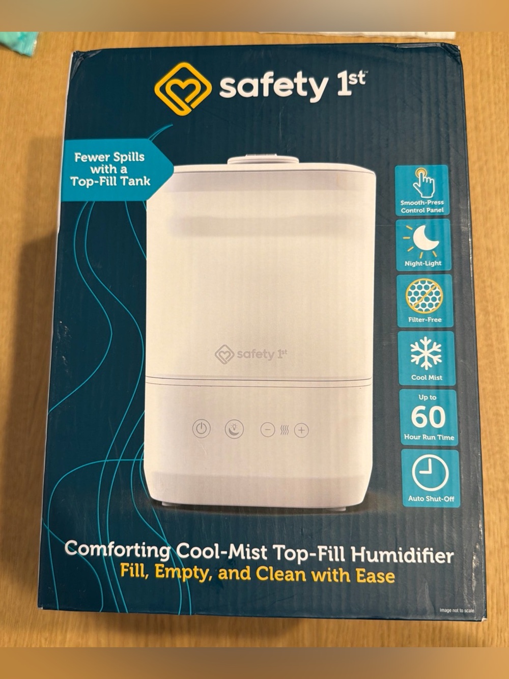 Safety 1st Comforting Cool-Mist Top-Fill Humidifier White Night Light Brand New